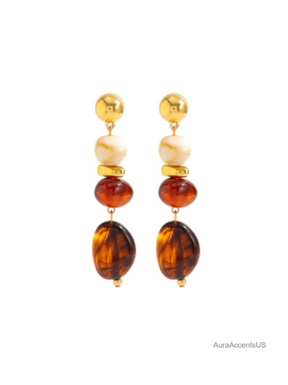 Chunky Resin Drop Dangle Statement Earrings French Wire Retro